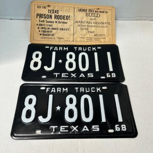 1968-Texas-farm-truck-NOS-license-plate-set