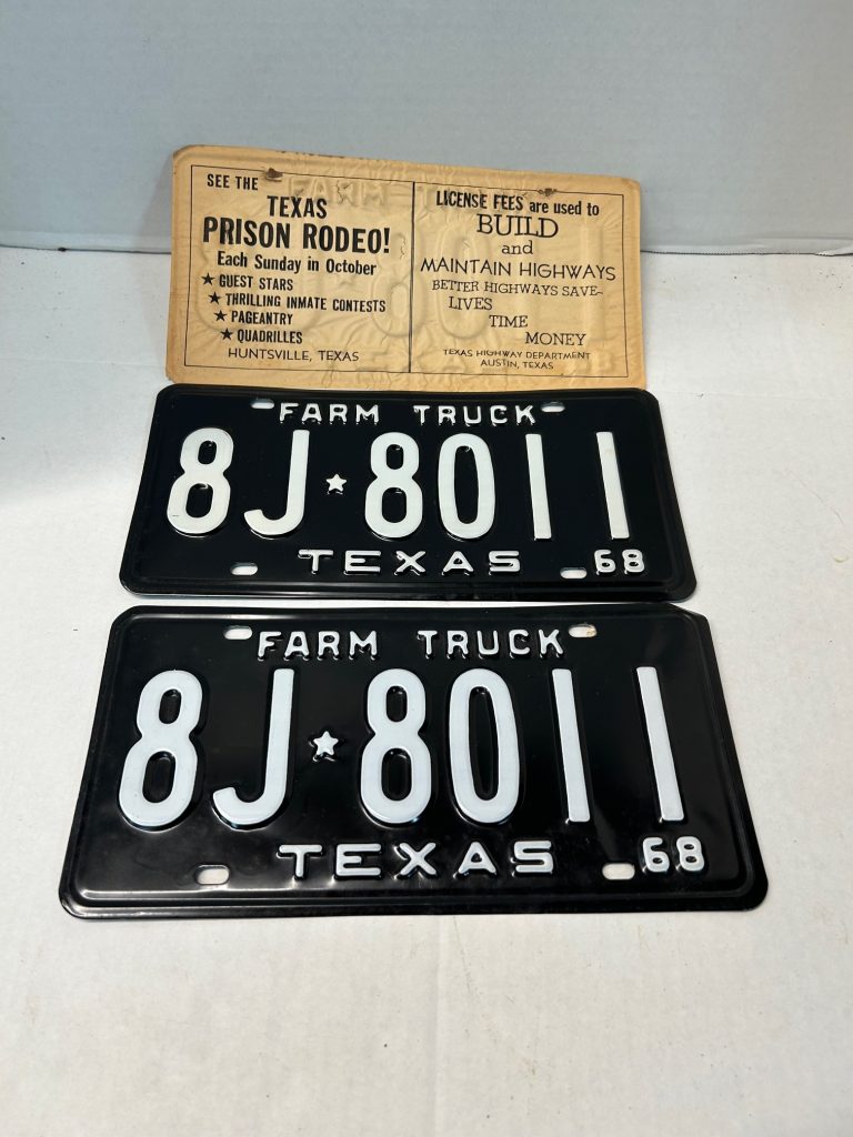 1968-Texas-farm-truck-NOS-license-plate-set