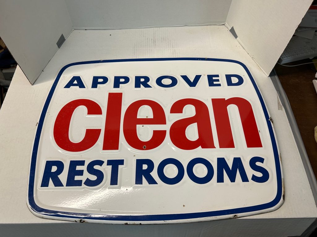 Approved-clean-rest-rooms-porcelain-single-sided-embossed
