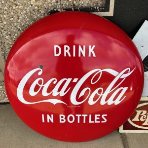 Drink Coca Cola Vintage red 36 inch round coke button 1950s