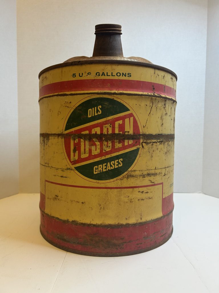 Cosden 5 U.S. gallons oil and grease can Vintage