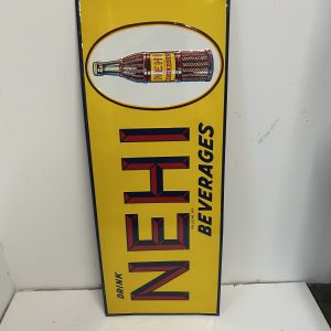 Drink Nehi Beverages Vintage Sign yellow with red and black letters