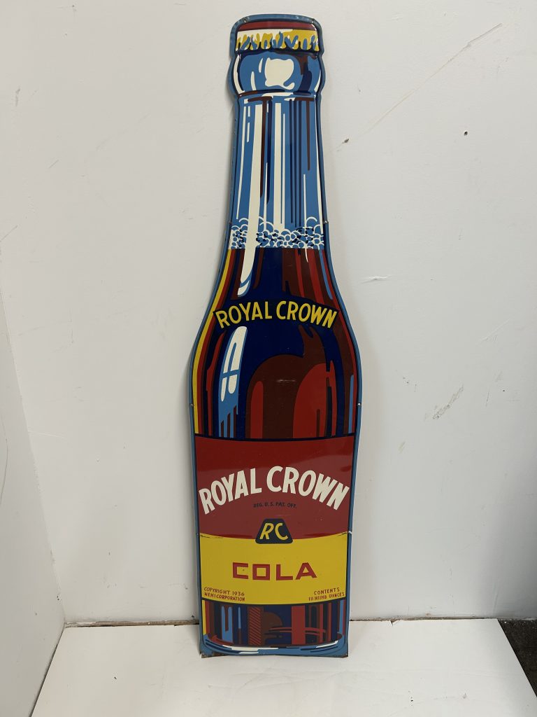 Royal Crown RC Cola bottle cut out vintage sign