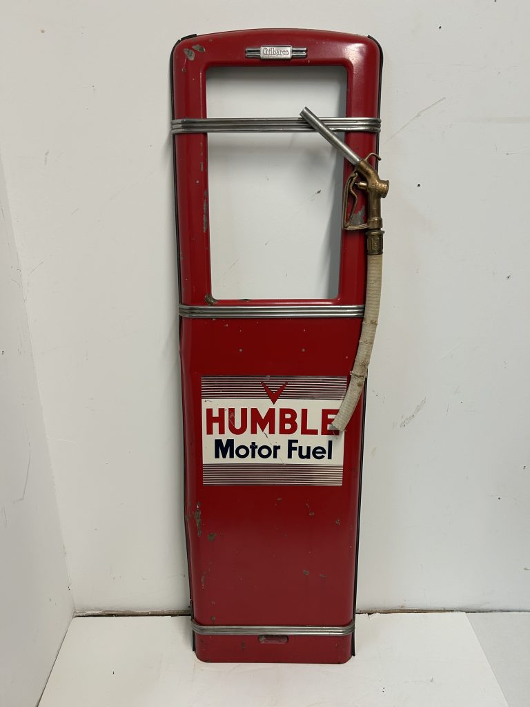 Vintage Humble Motor Fuel Gas Pump Door with original hanging nozzle